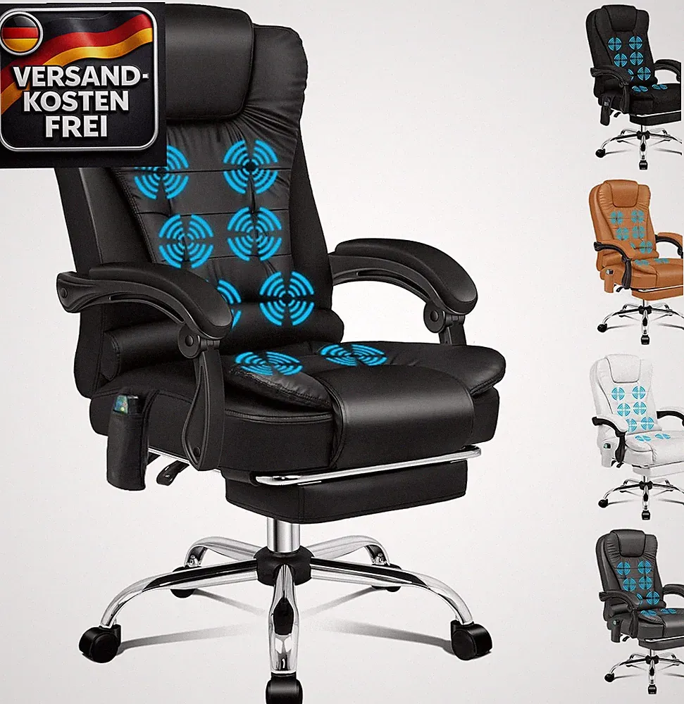 Ergonomischer Bürostuhl mit Massage Sitzheizung verstellbar, Schwarz