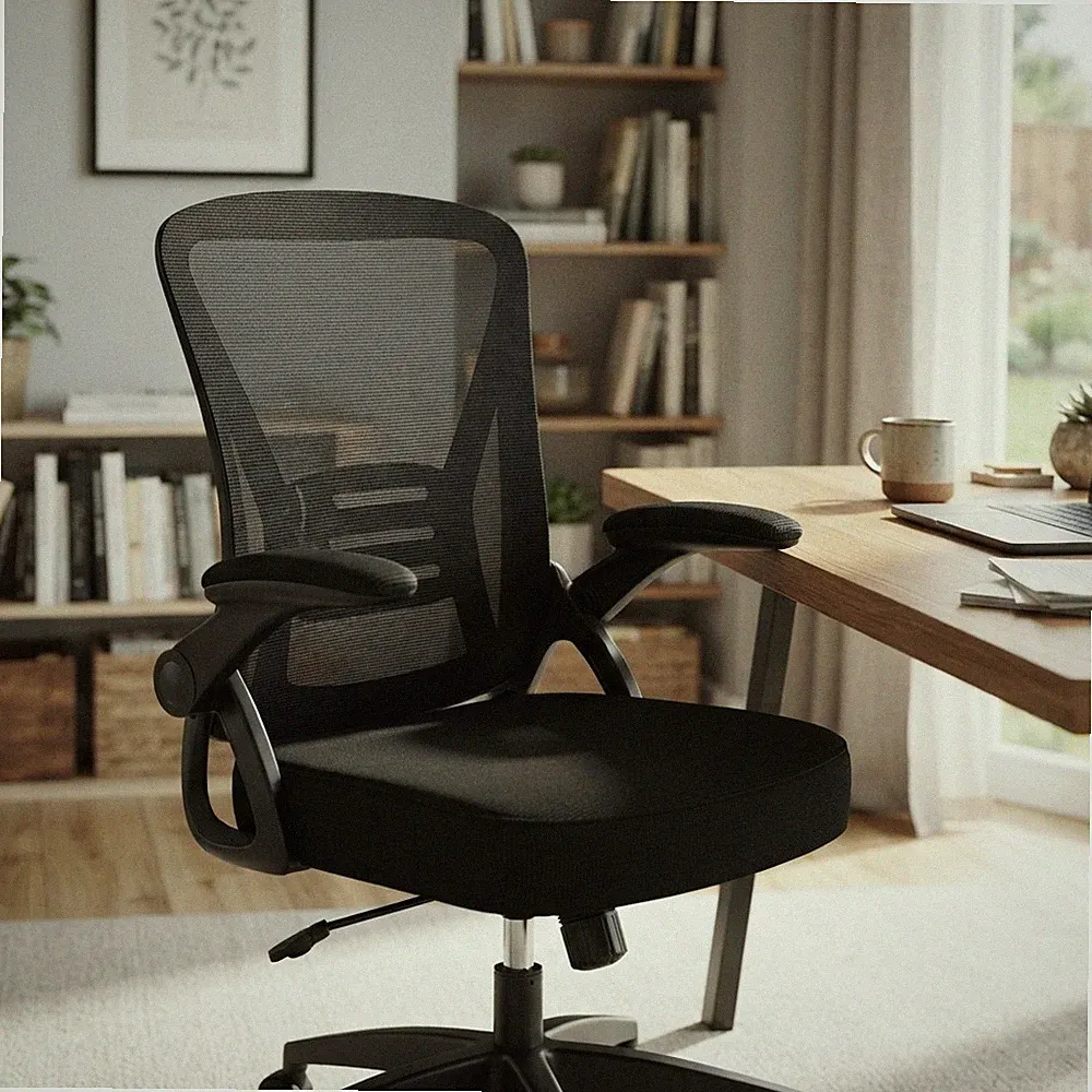 Ergonomischer Bürostuhl mit mittlerer Rückenlehne und hochklappbaren Armlehnen - verstellbarer Komfort!