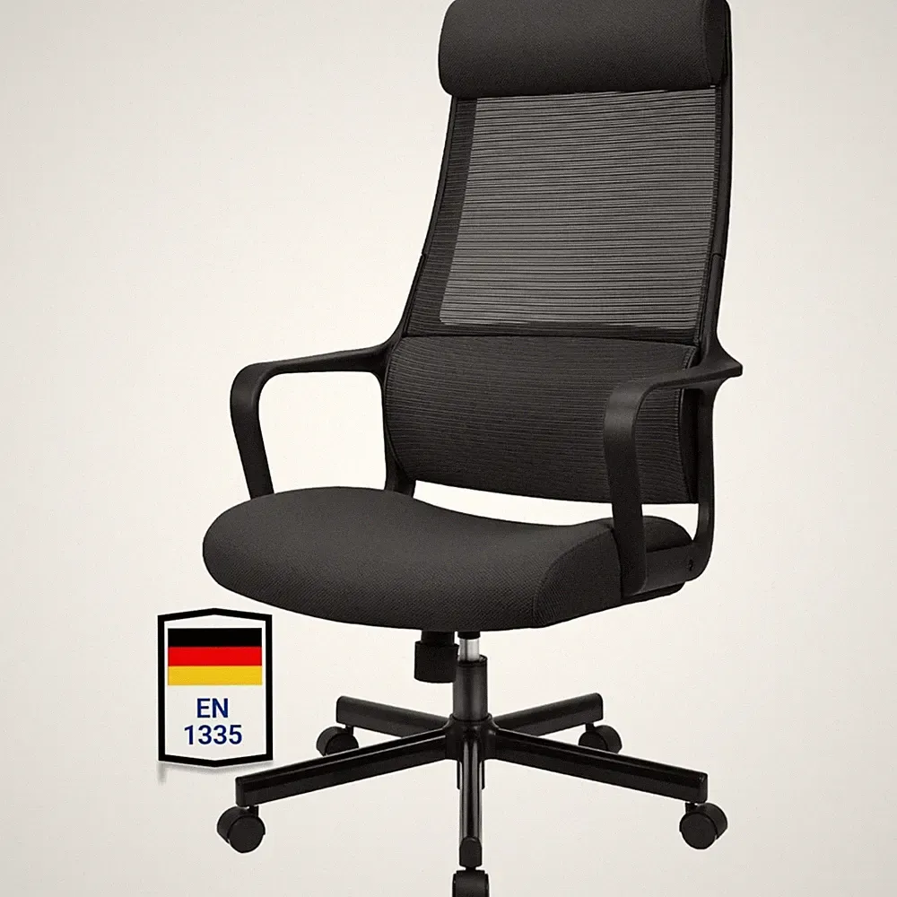 Ergonomischer Bürostuhl mit Schaukelfunktion, verstellbarer Lordosenstütze, K...