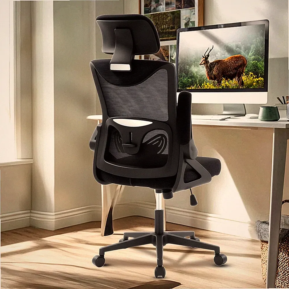 Ergonomischer Bürostuhl mit verstellbarer Kopf-/Lendenstütze, Mesh