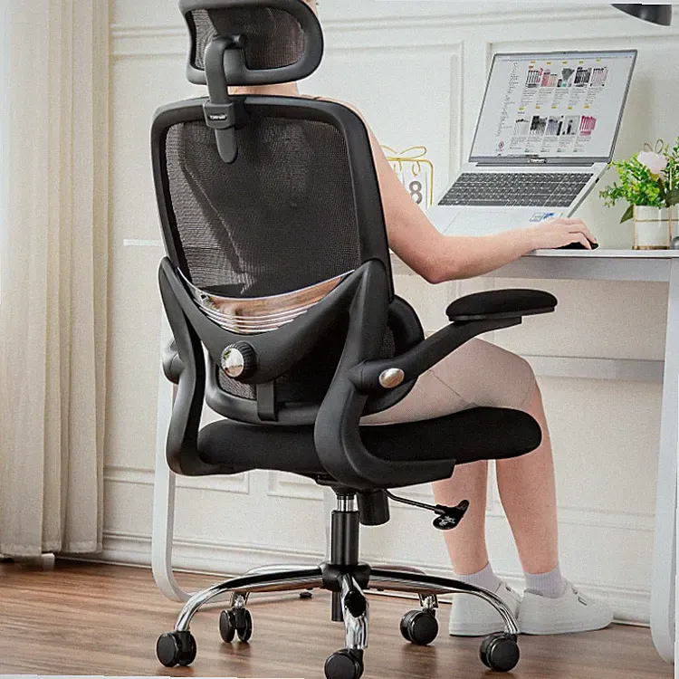 Ergonomischer Bürostuhl mit Verstellbarer Lendenstütze und Klappbaren Armlehnen