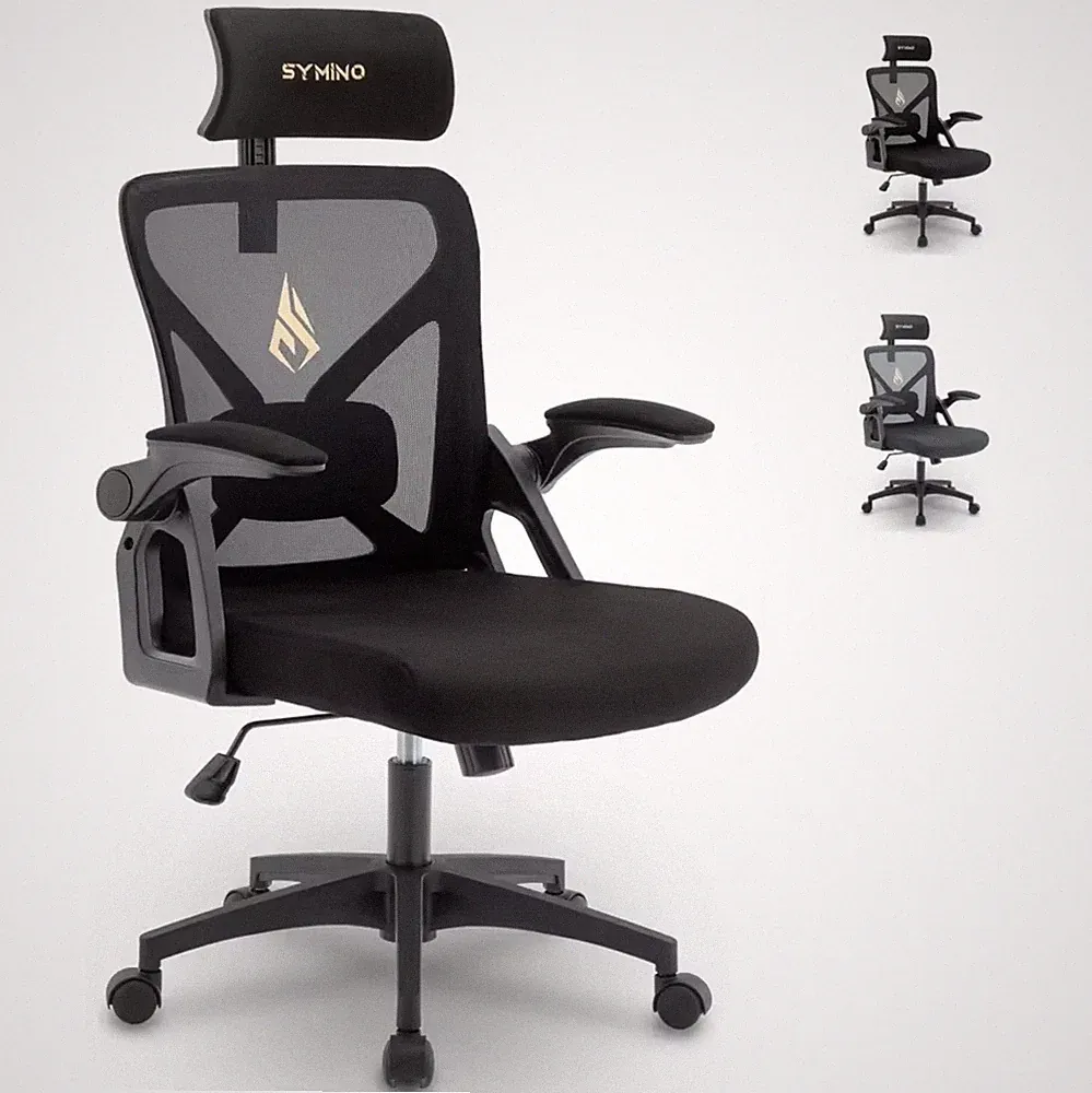 Ergonomischer Bürostuhl Netz Gaming Stuhl Schreibtischstuhl Chefsessel Schwarz