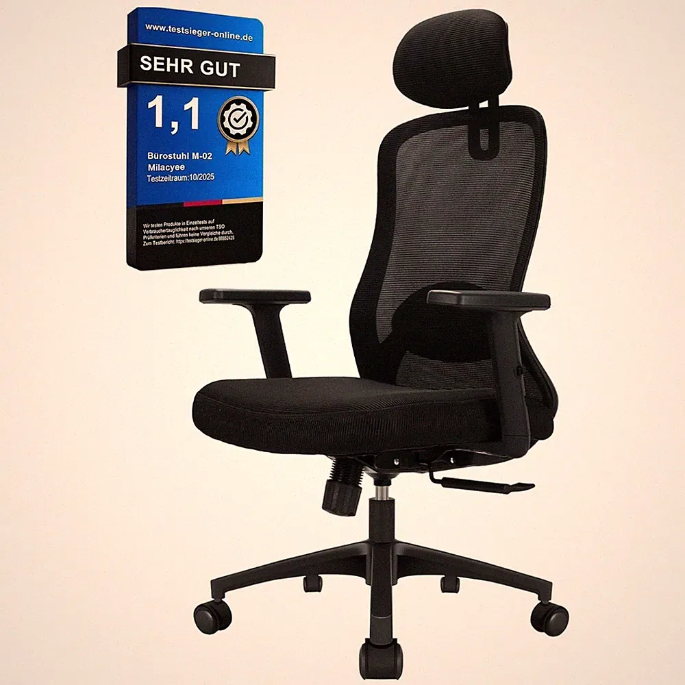 Ergonomischer Bürostuhl Netzmaterial mit 4D-Lendenstütze Schulter armlehnen