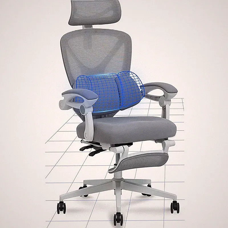 Ergonomischer Bürostuhl OC4WG, 135° neigbar, grau/weiß - N