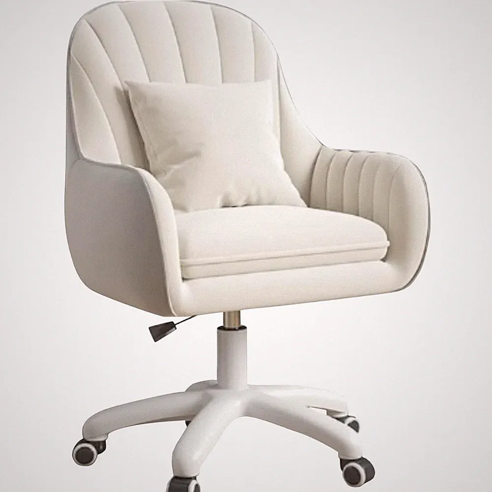 Ergonomischer Bürostuhl Samt Drehstuhl mit Kopfstütze höhenverstellbar Beige
