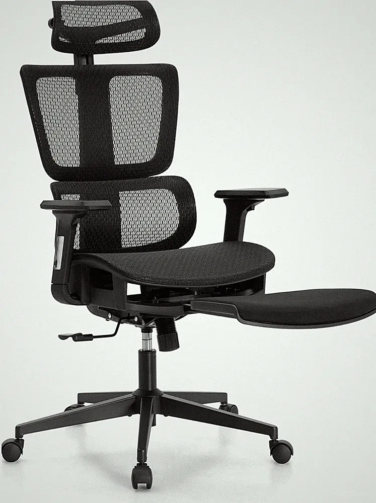 Ergonomischer Bürostuhl Schreibtischstuhl Fußstütze Schwarz Mesh
