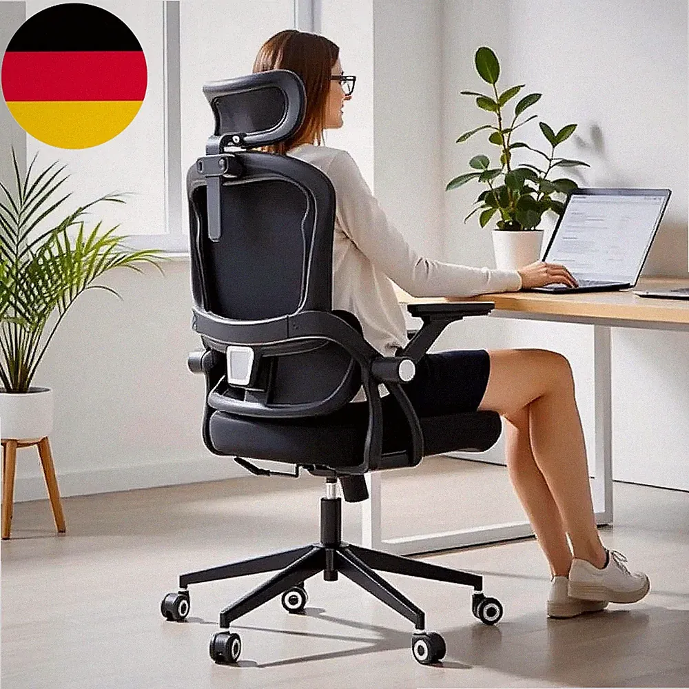 Ergonomischer Bürostuhl Schreibtischstuhl Höhenverstellbar–Drehstuhl Mit Klappba