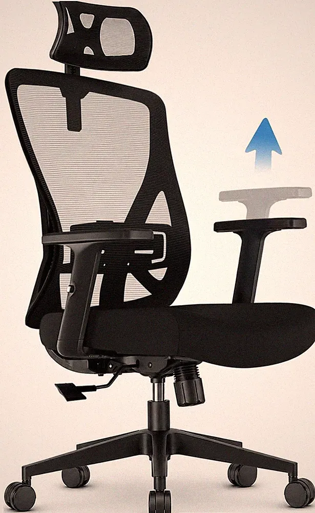 Ergonomischer Bürostuhl Schreibtischstuhl Mesh Kopfstütze Lendenstütze 3D 150kg