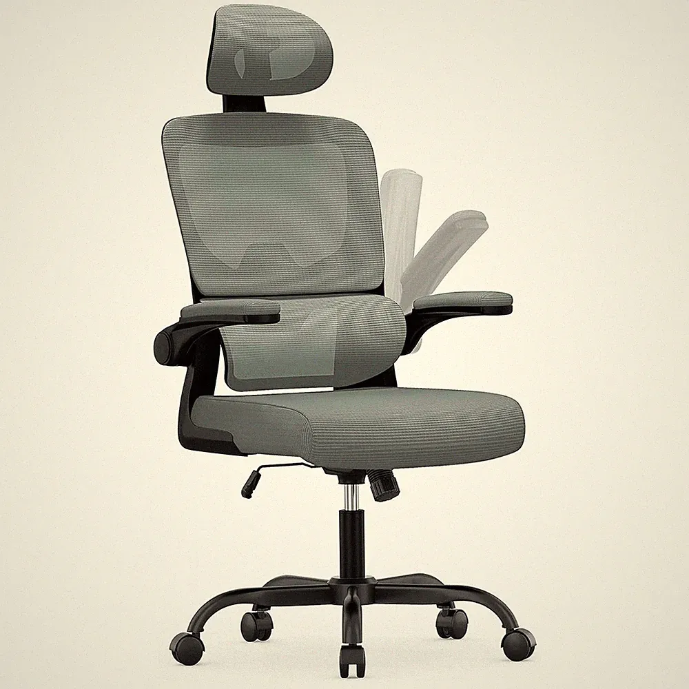 Ergonomischer Bürostuhl, Schreibtischstuhl mit Lordosenstütze, Fußstütze Computerstuhl