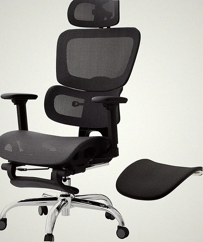 Ergonomischer Bürostuhl Voll-Mesh 150kg mit Fußstütze