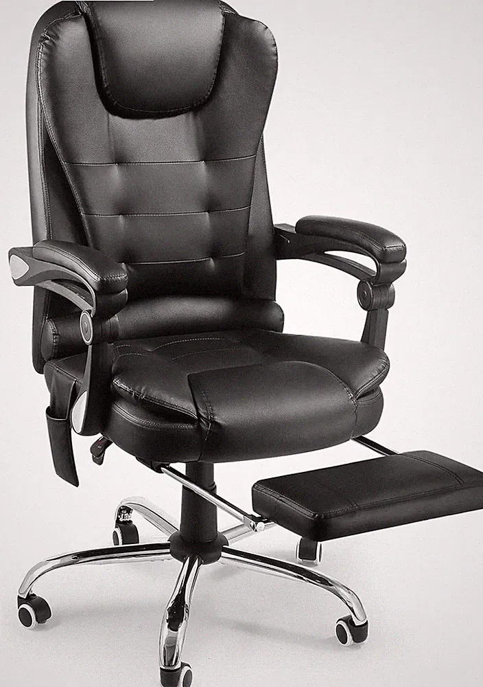 Ergonomischer Chefsessel als Liegesessel mit ausklappbarer Fußstütze Bürostuhl