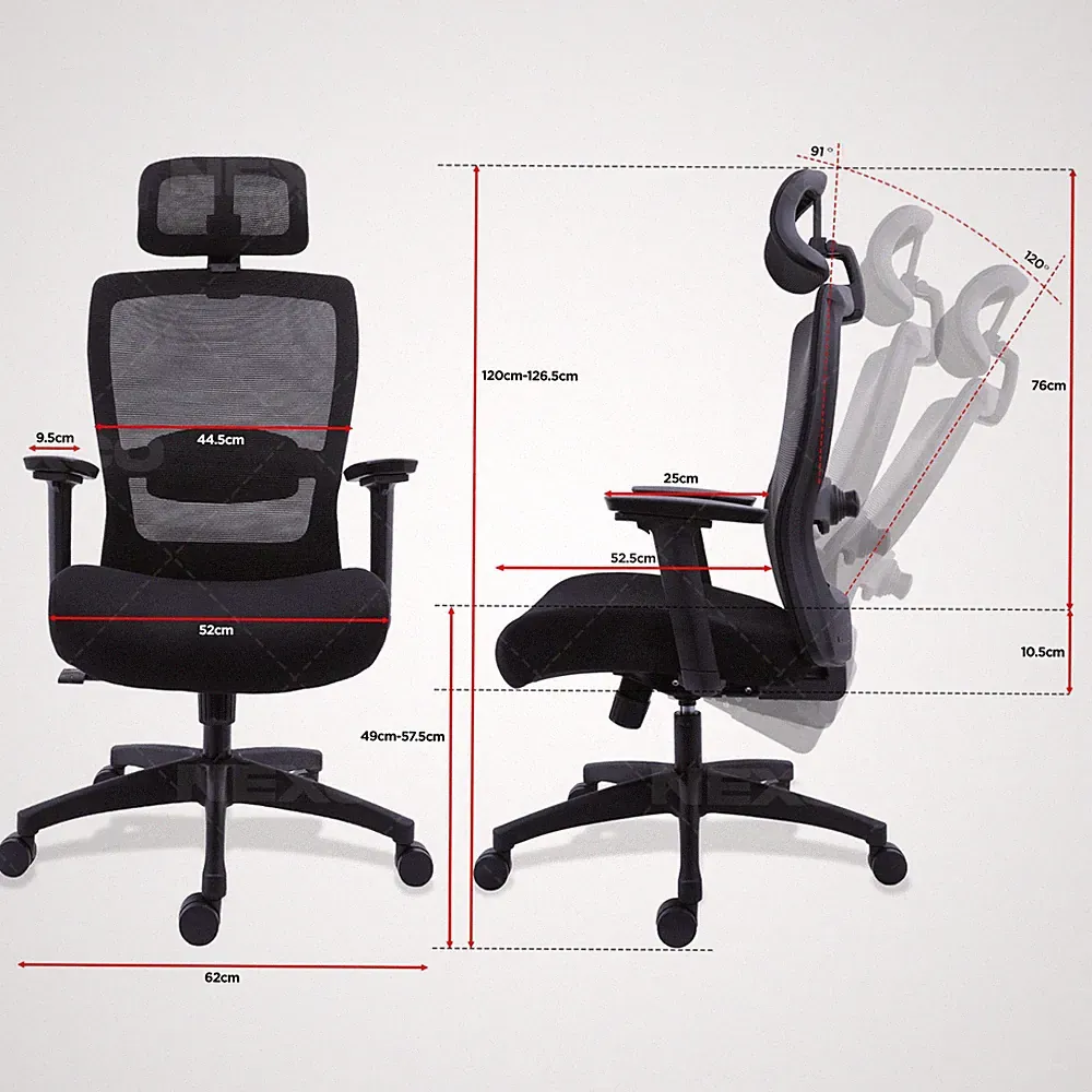 Ergonomischer Chefsessel schwarz verstellbar Bürostuhl Schreibtisch Hochlehner Stuhl