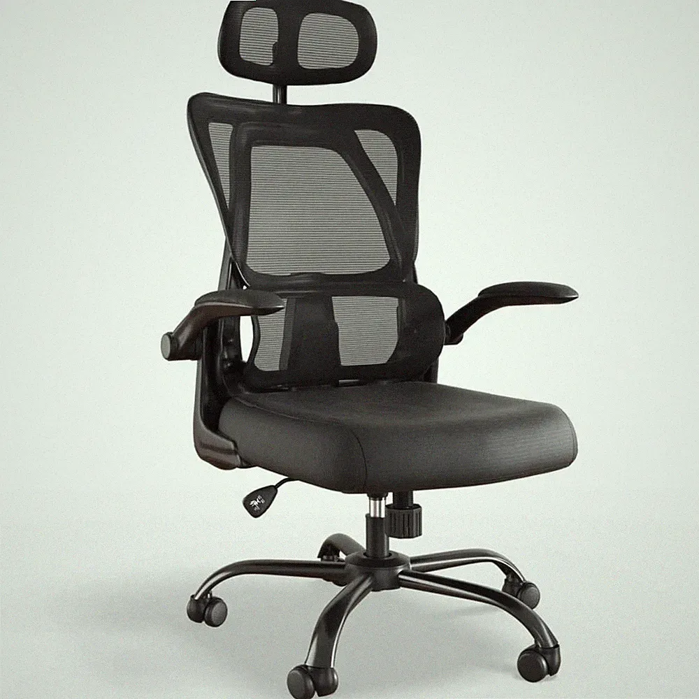 Ergonomischer Drehstuhl Bürostuhl Armlehnen Kopfstütze Lendenwirbelstütze S-Form