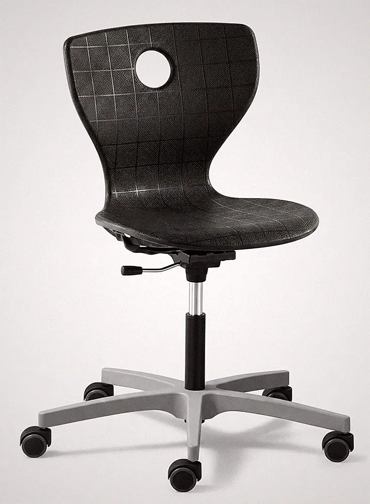 Ergonomischer Drehstuhl mit Rollen und höhenverstellbarem Gestell