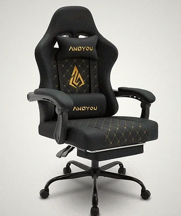 Ergonomischer Gaming Racing Stuhl mit Fußstütze bequem Büro Home Office schwarz