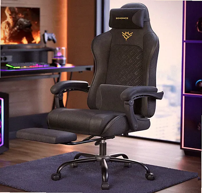 Ergonomischer Gaming Stuhl Bürostuhl Liegefunktion Fußstütze Federkern 150 kg