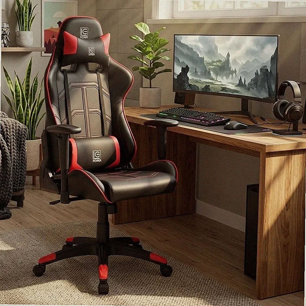 Ergonomischer Gaming-Stuhl / Bürostuhl mit Kopf- & Lendenkissen, bis zu 150 kg