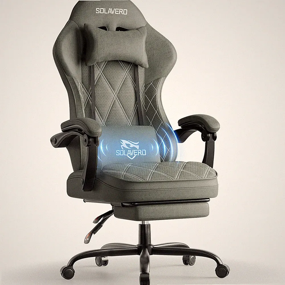 Ergonomischer Gaming Stuhl Chair Gamer Stuhl mit Lendenmassage, Olivgrün