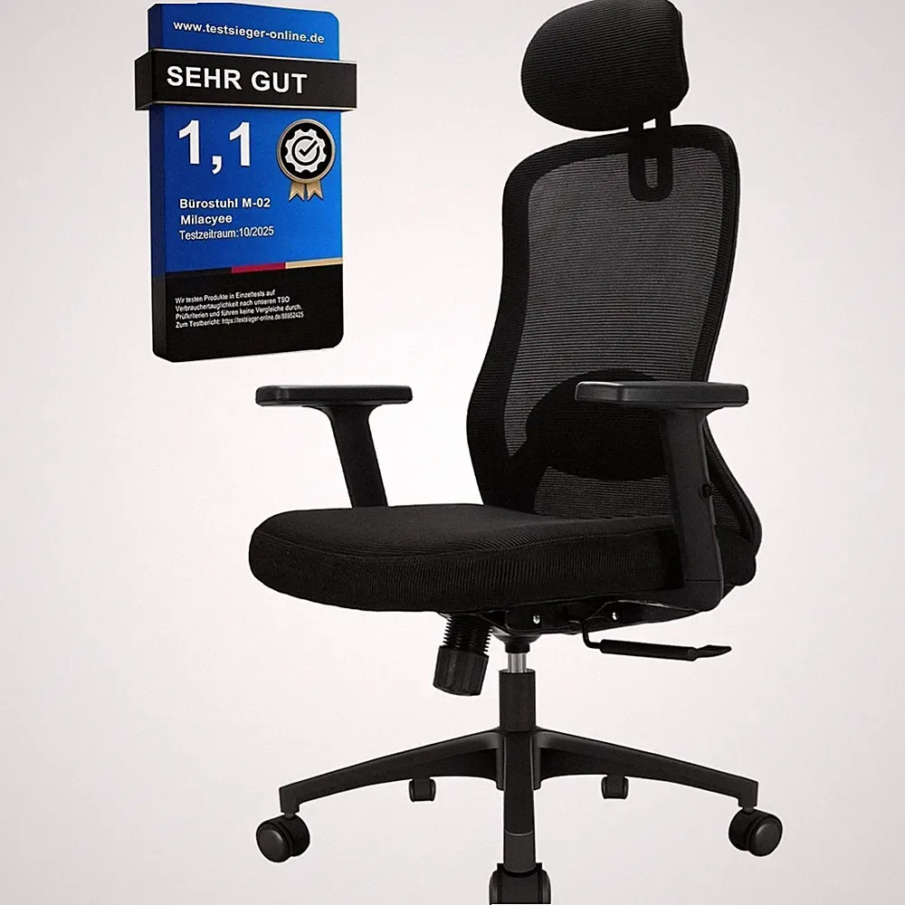 Ergonomischer Gaming Stuhl für Büro & Home Office, Schwarz, Belastbar bis 180 kg