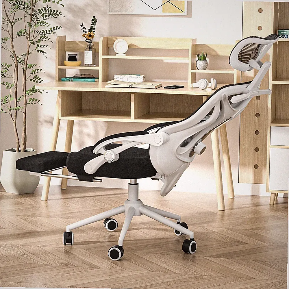 Ergonomischer Homeoffice Stuhl 90-160° Rückenlehne 150kg+ Fußstütze
