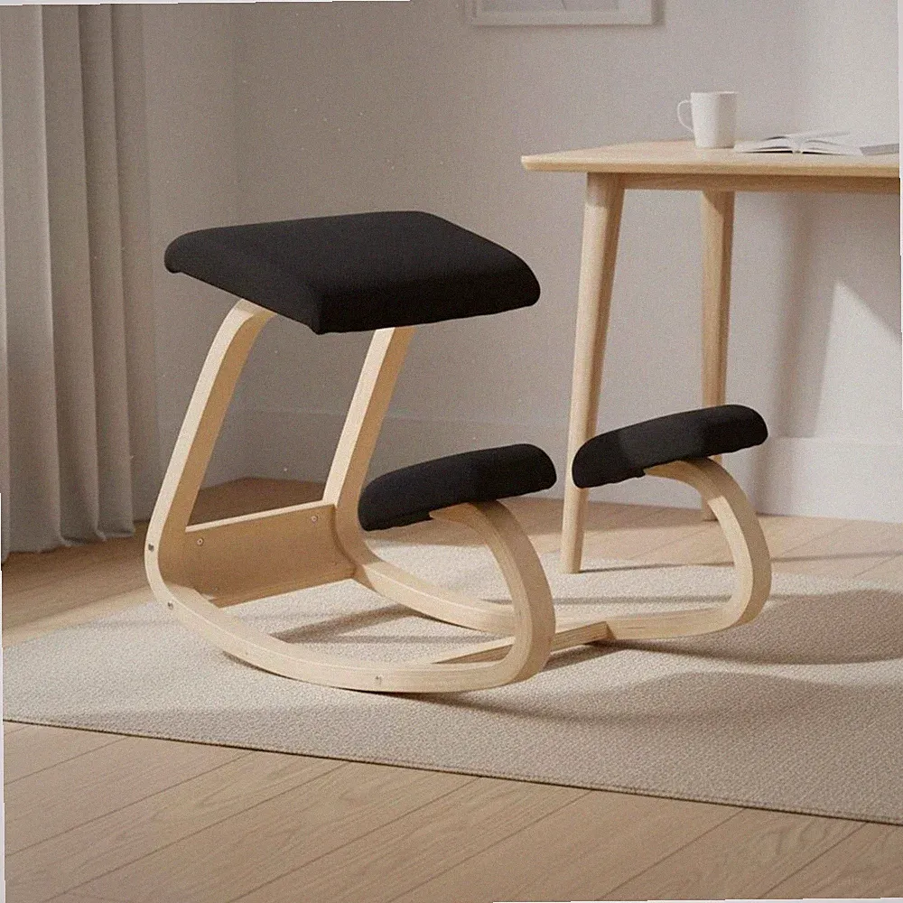 Ergonomischer Kniestuhl aus Holz haltungsfördernd Hocker mit Kniepolster