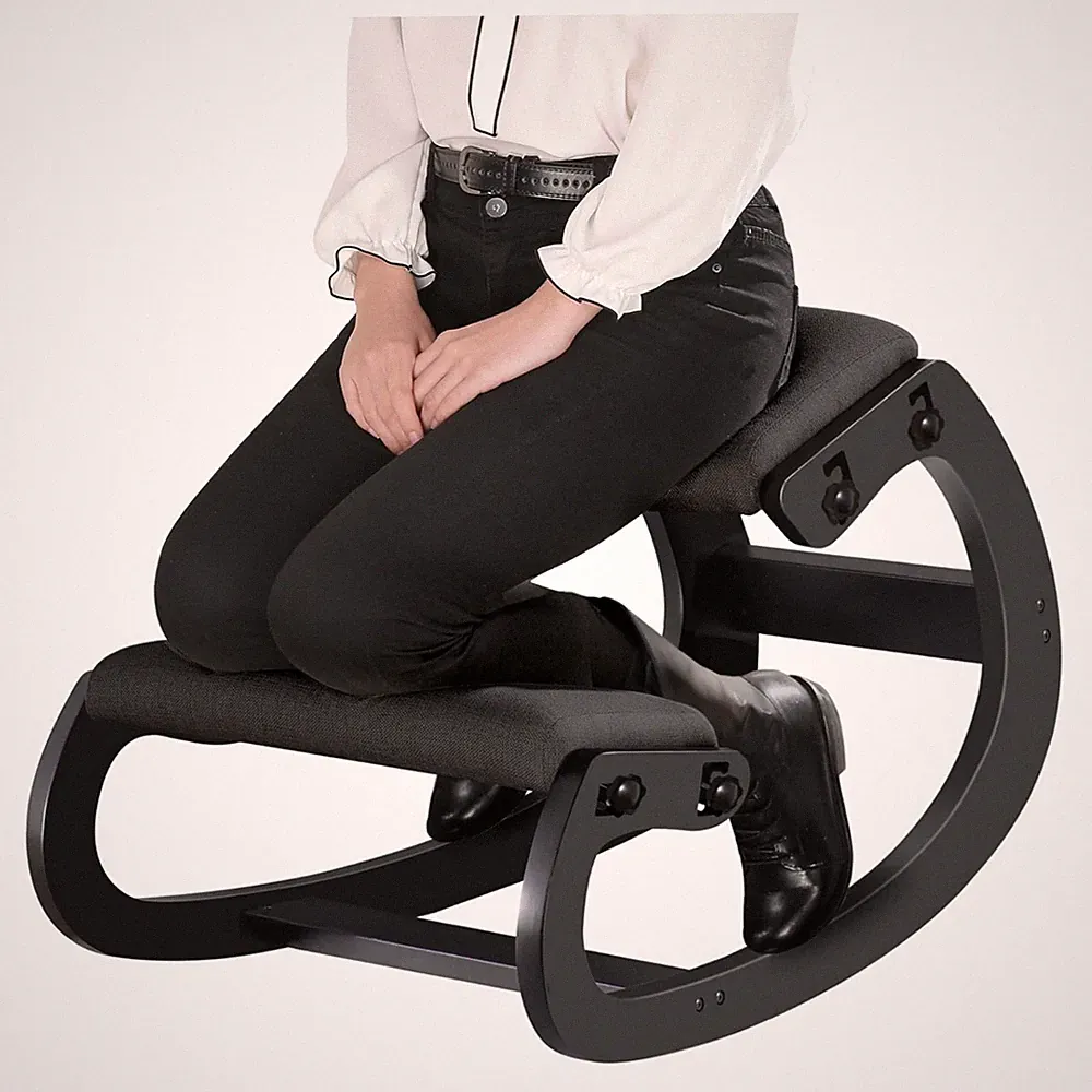 Ergonomischer Kniestuhl Holz Leinen Kissen Rücken Nacken Entspannung