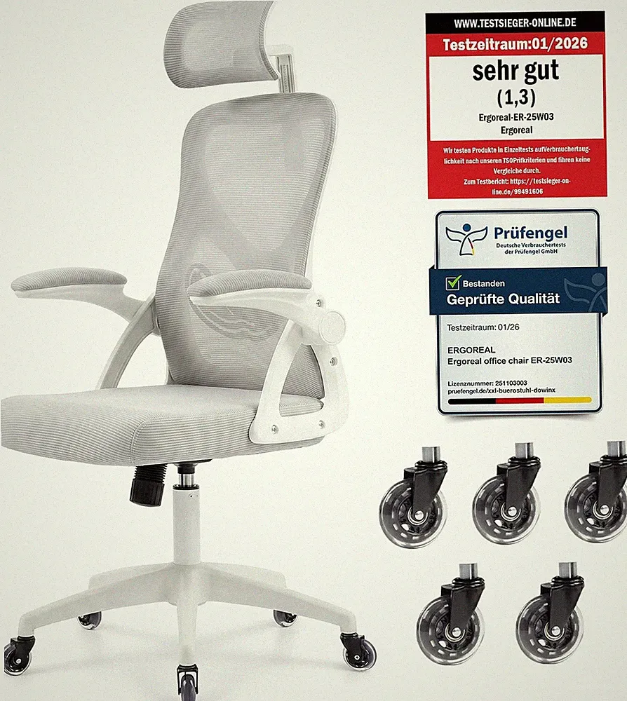Ergonomischer Mesh?Bürostuhl für Home Office, mit Verstellbarer Lendenstütze &a