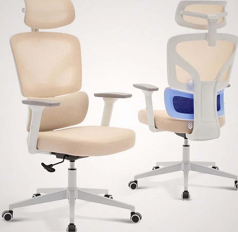 Ergonomischer Mesh Bürostuhl höhenverstellbar mit Kopfstütze & 3D Armlehnen