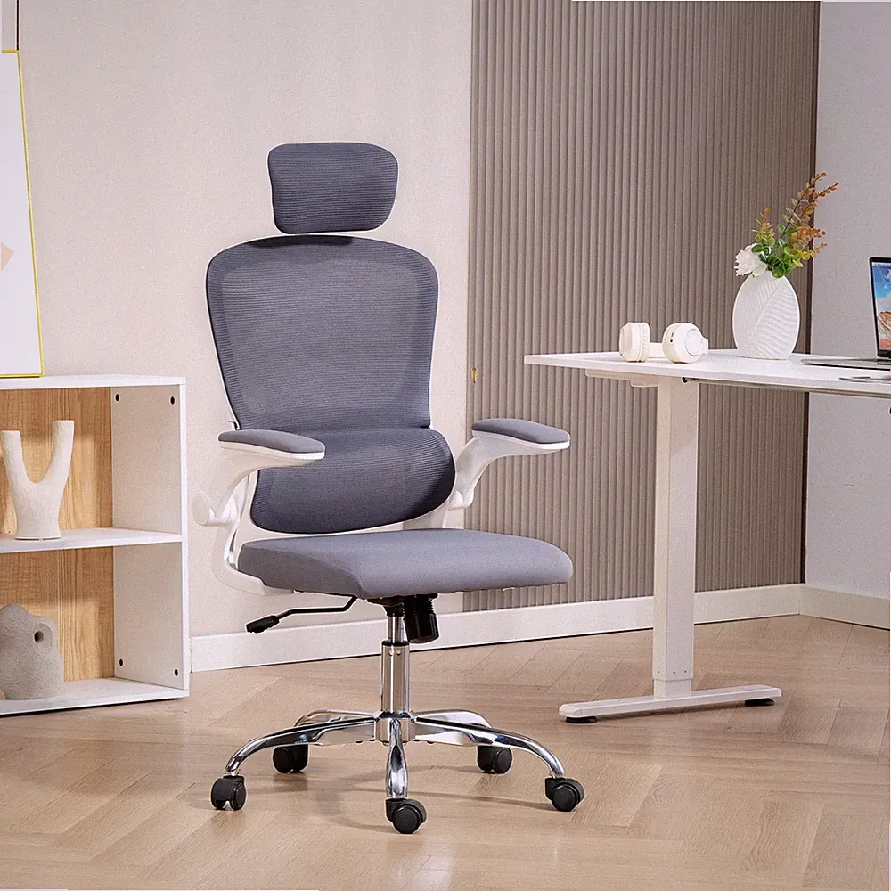 Ergonomischer Mesh Bürostuhl mit verstellbarer Kopfstütze für Zuhause, generalüberholt