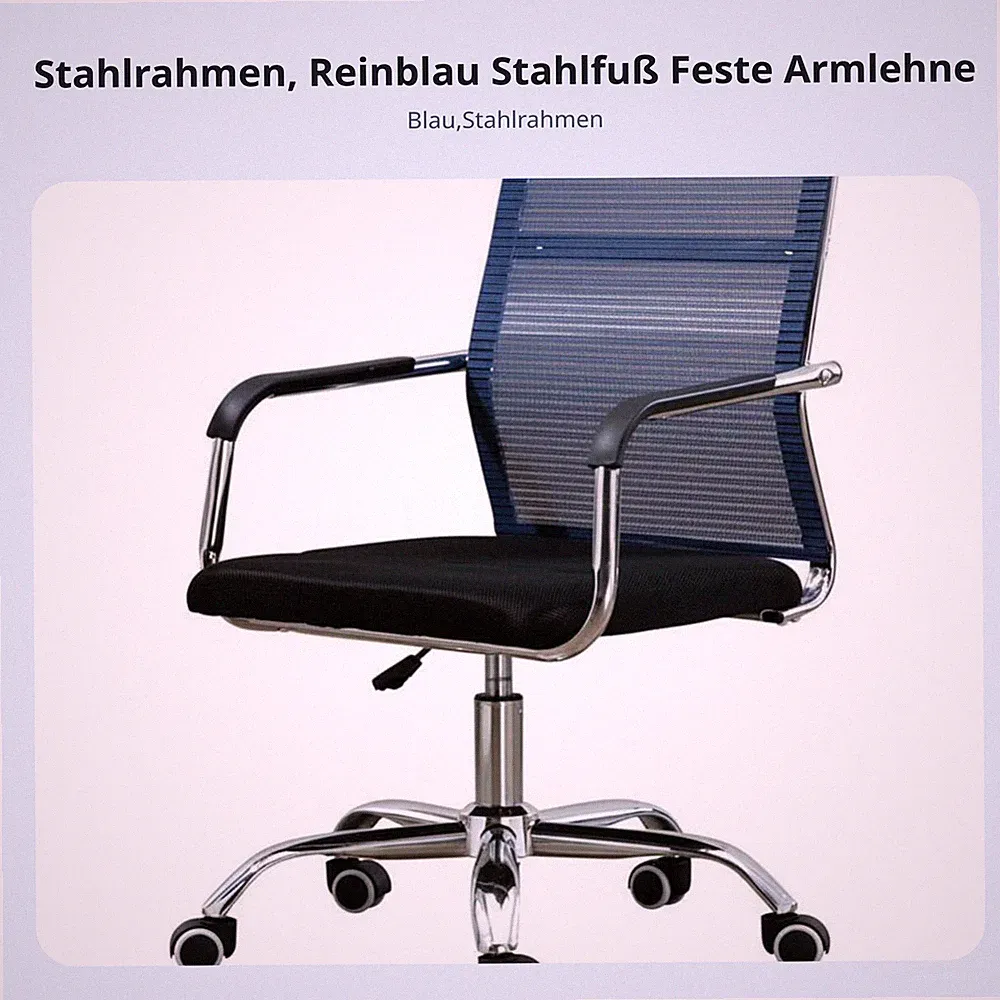 Ergonomischer Netzstuhl mit Armlehnen Höhenverstellbar Netzrücken-Bürostuhl