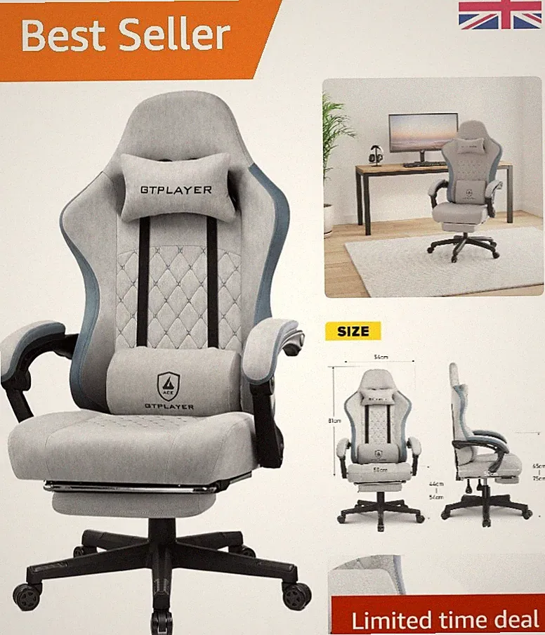 Ergonomischer Schreibtischstuhl mit Taschenfedern & Lordosenstütze für Gamer