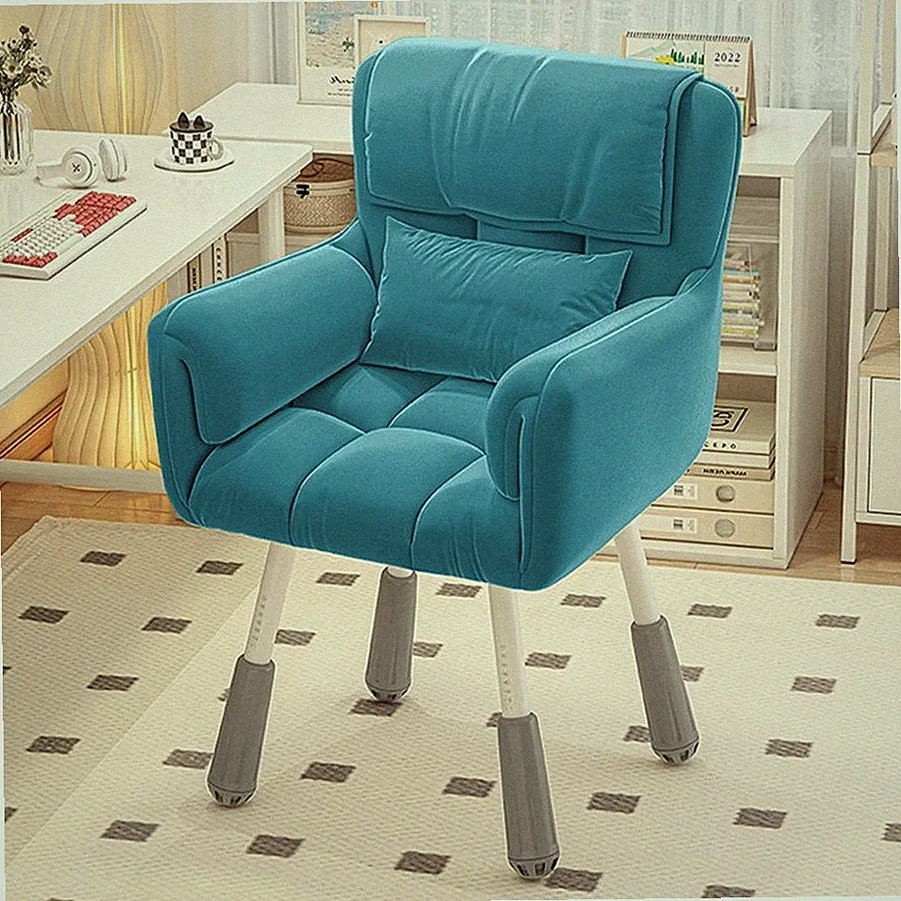 Ergonomischer verstellbarer Computerstuhl Flanell blau Schreibtisch Sitz Wohnmöbel für