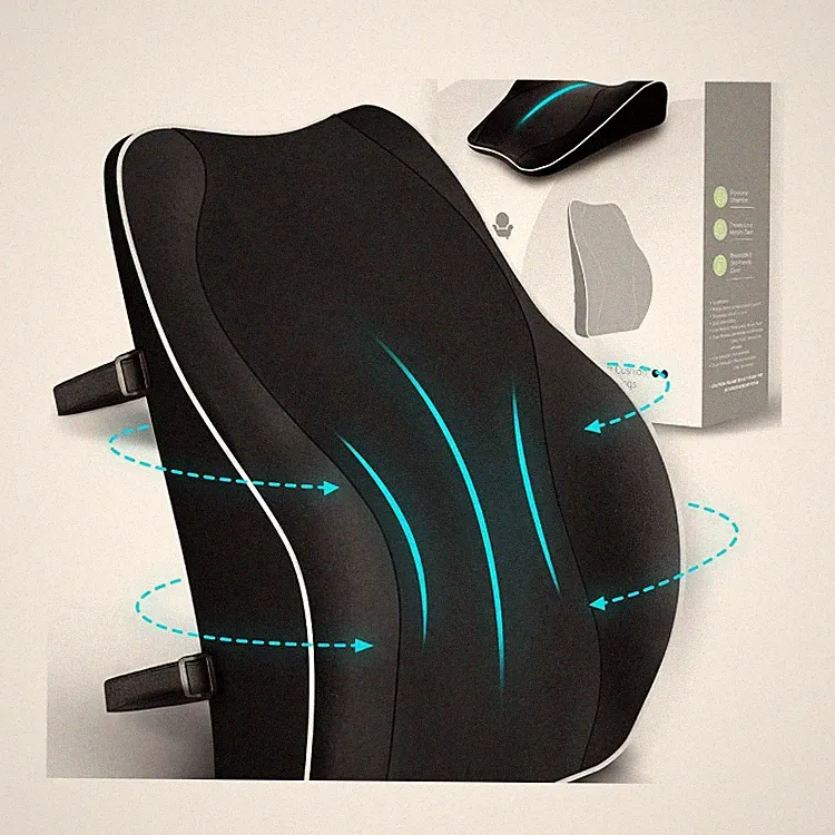 Ergonomisches Lendenkissen für Bürostuhl, Memory Foam, antistatischer Bezug