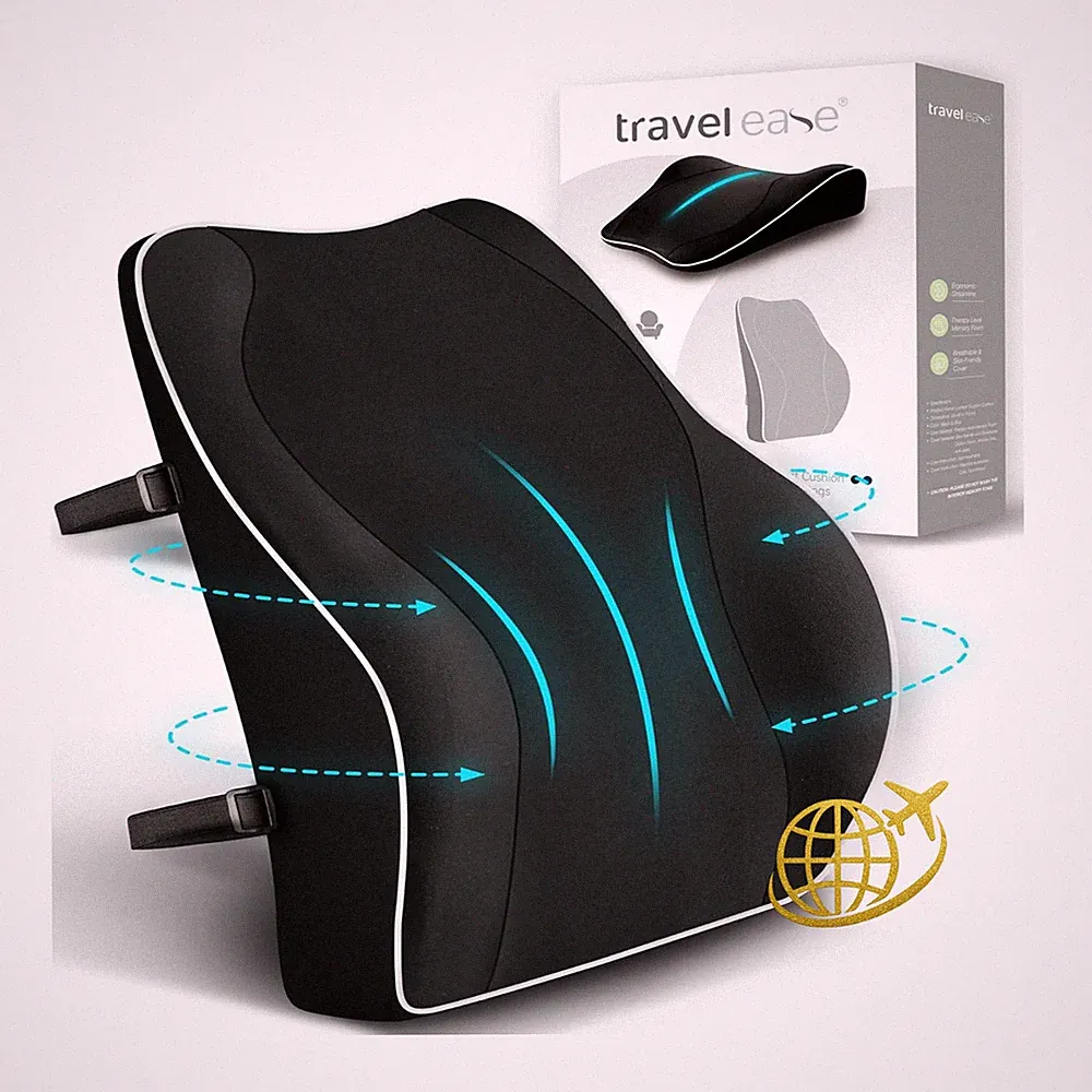 Ergonomisches Lendenkissen für Bürostuhl, Memory Foam, Schwarz, 43x40x11 cm
