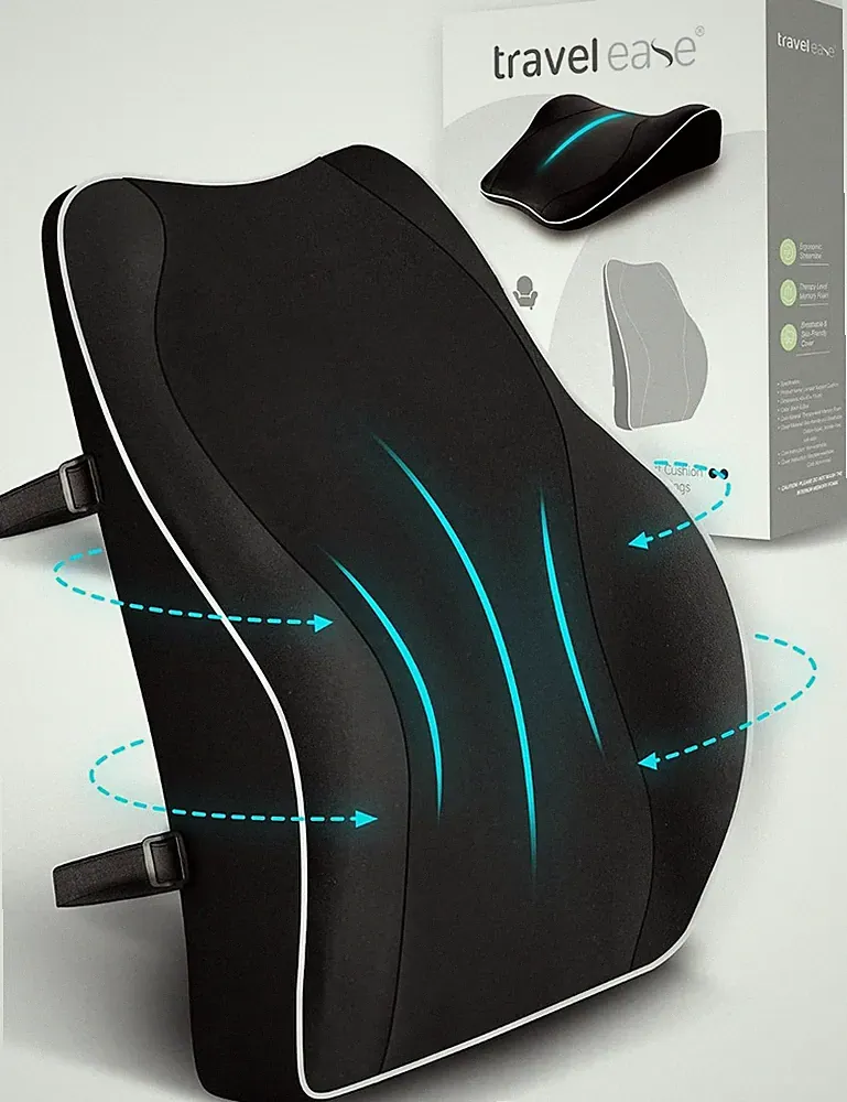 Ergonomisches RückenKissen aus Memory Foam für Bürostuhl, Schwarz