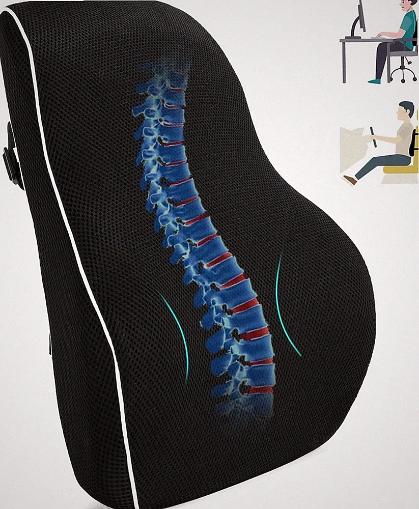 Ergonomisches Rückenkissen Memory Foam für Bürostuhl & Sofa Schwarz