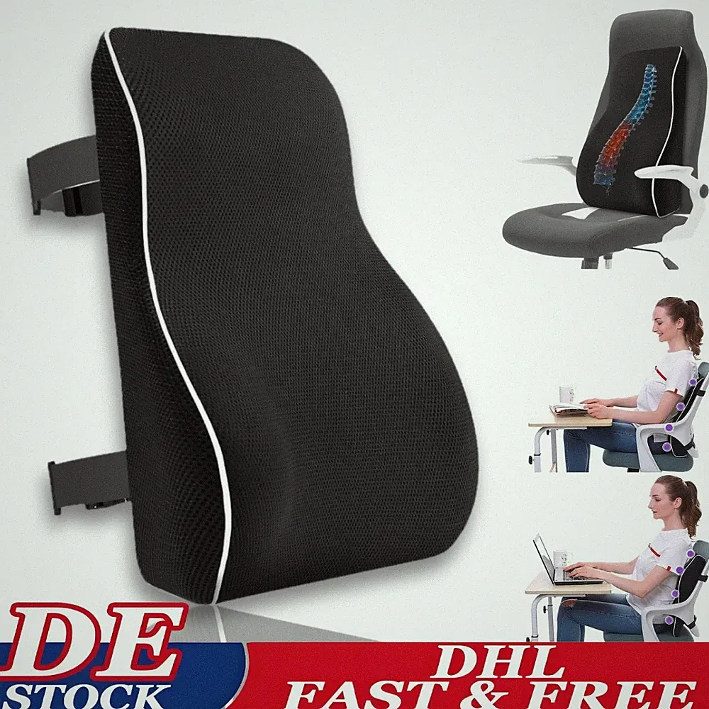 Ergonomisches RückenKissen Memory Foam Lendenkissen für Büro/Auto Rollstuhl DHL