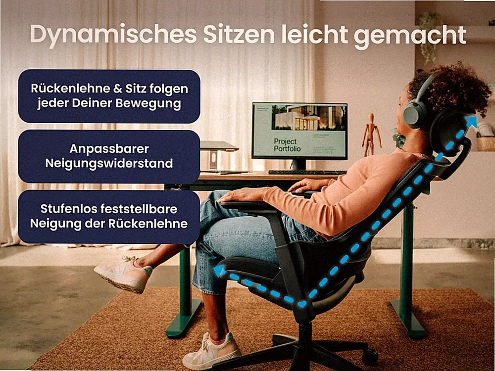 Ergotopia NextBack - Ergonomischer Bürostuhl Drehstuhl mit Kopfstütze - B-Ware