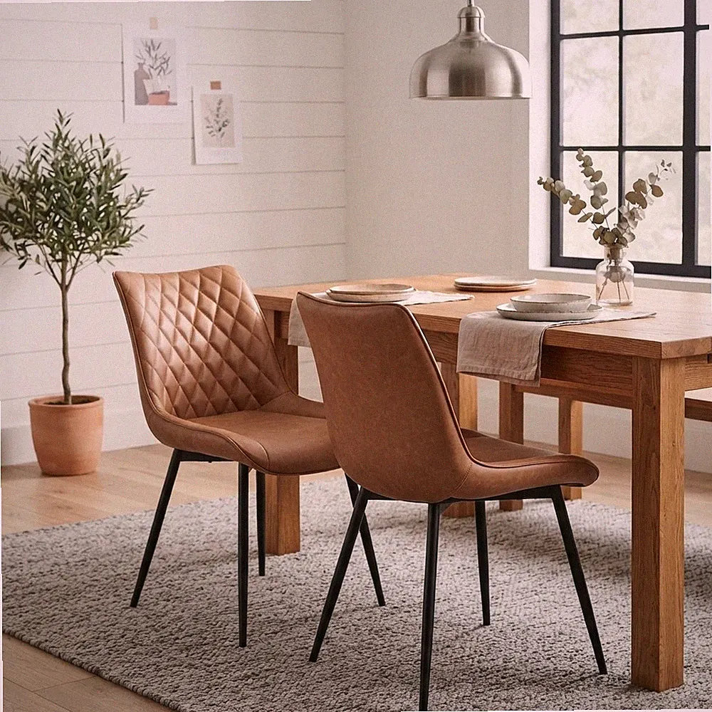 Esszimmerstühle 2er Set modern Kunstleder mit Rückenlehne und gepolsterter Sitzfläche
