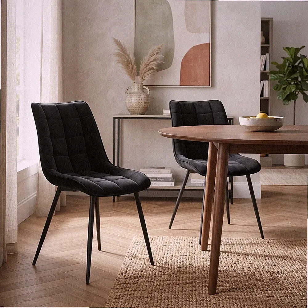 Esszimmerstühle schwarz Samt mit ergonomischem Design - 2er Set für Luxus Wohnen