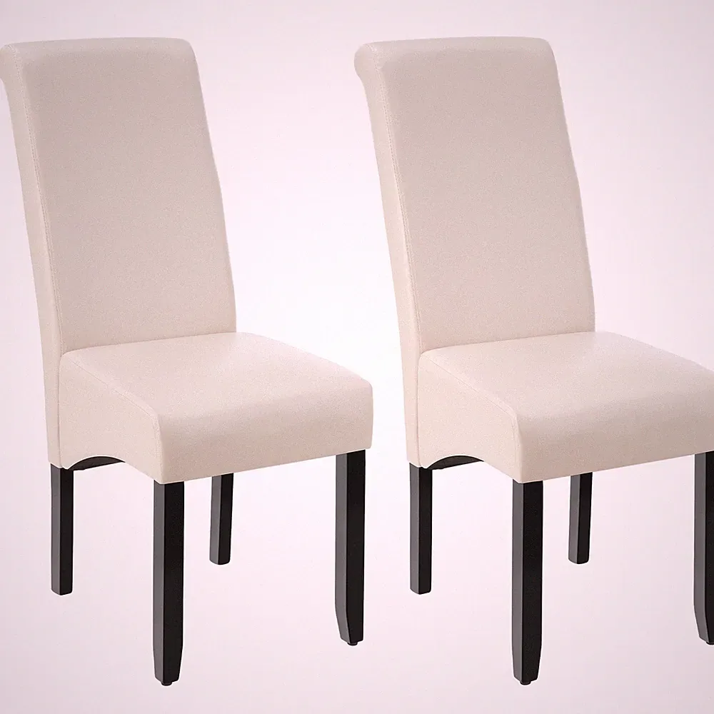 Esszimmerstuhl, ergonomisch, massives Hartholz Küchenstuhl creme B-Ware