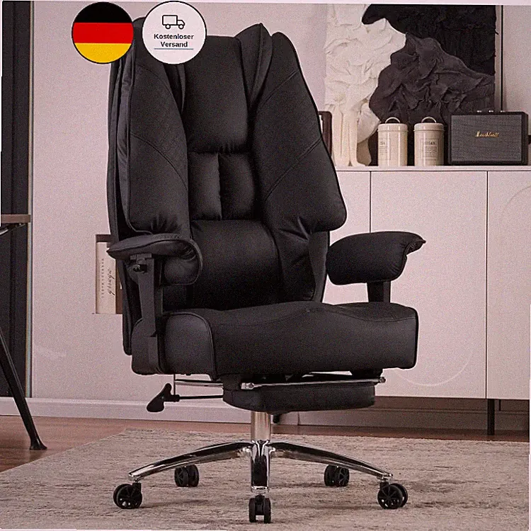 EXCEBET Bürostuhl Ergonomisch XXL Chefsessel 200 kg mit Fußstütze 57,5 cm, PU
