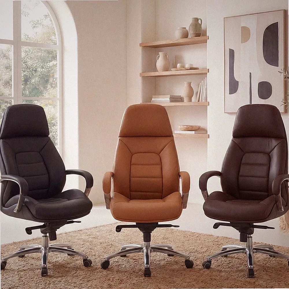 FineBuy Bürostuhl Chefsessel Echtleder Ergonomisch XXL Drehstuhl 120 kg Stuhl