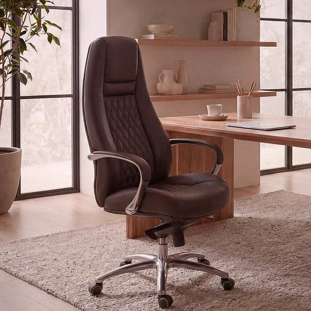 FineBuy Bürostuhl Echtleder Schreibtischstuhl ergonomisch Chefsessel Drehstuhl