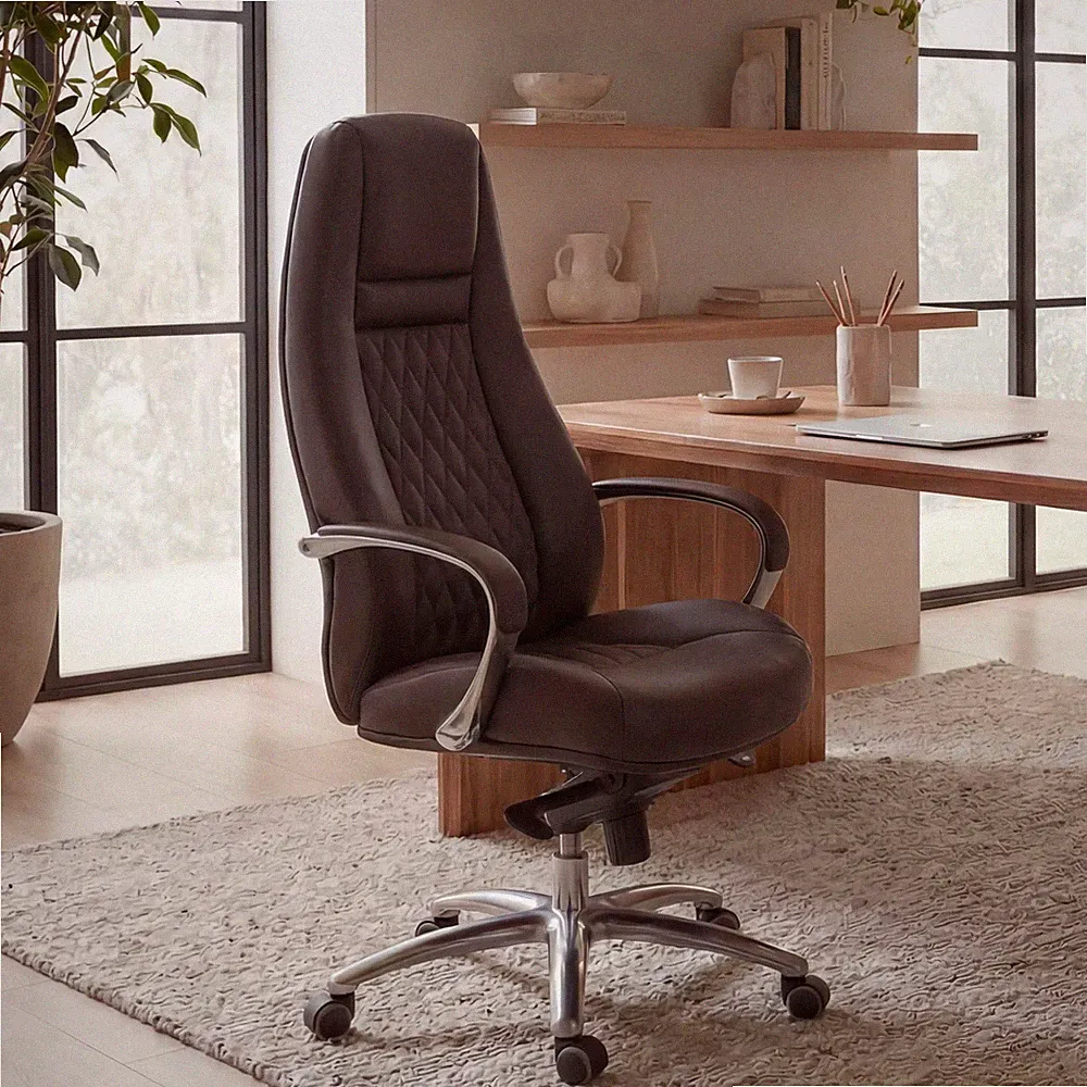 FineBuy Bürostuhl Echtleder Schreibtischstuhl ergonomisch Chefsessel Drehstuhl
