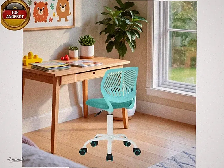 FurnitureR Kinderstuhl höhenverstellbar für Schreibtisch, ergonomischer bunter J