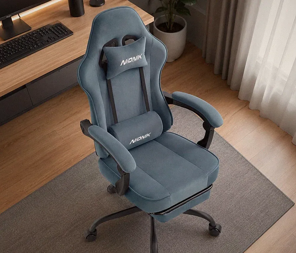 Gaming- & Bürostuhl Ergonomisch Samt mit Fußstütze bis 150 kg Neu OVP