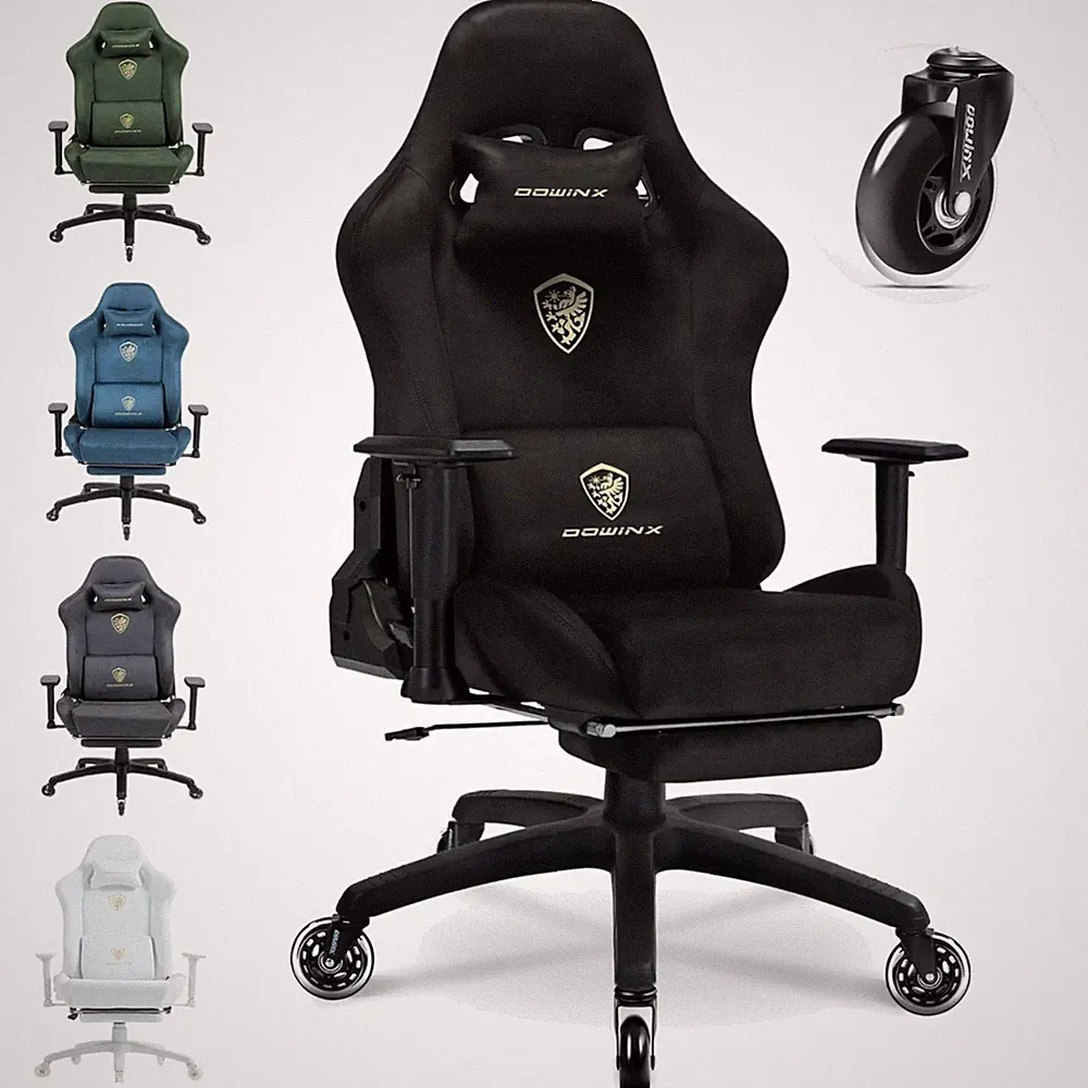 Gaming Stuhl Bürostuhl Drehstuhl Gaming Sessel ergonomisch Wildleder Schwarz