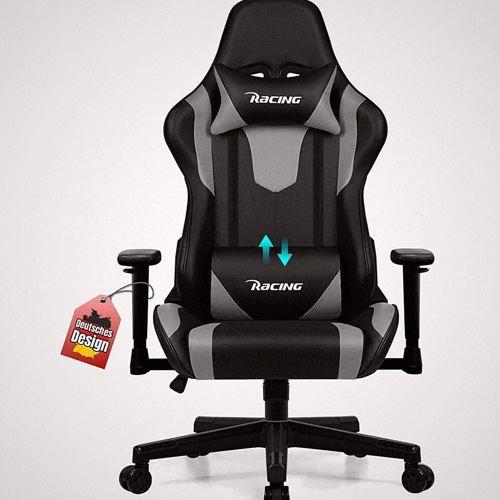 Gaming Stuhl Bürostuhl Ergonomisch Armlehne Lendenkissen Kopfkissen Gaming Chair