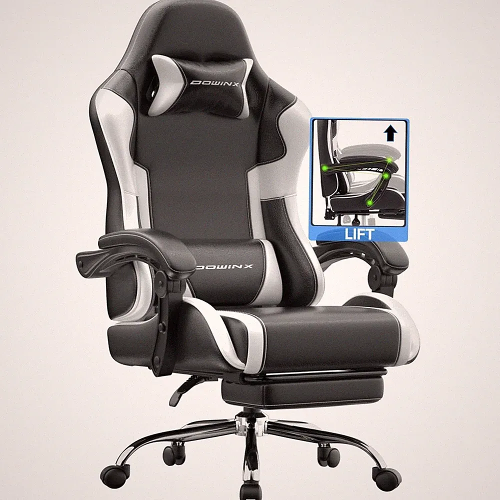 Gaming Stuhl Bürostuhl Massage Weiß höhenverstellbar 180kg